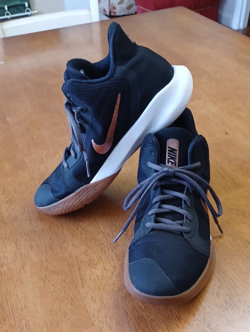 Nike Presision 3 Black Mid-Top Basketball Shoes with Copper Swoosh Men's 8